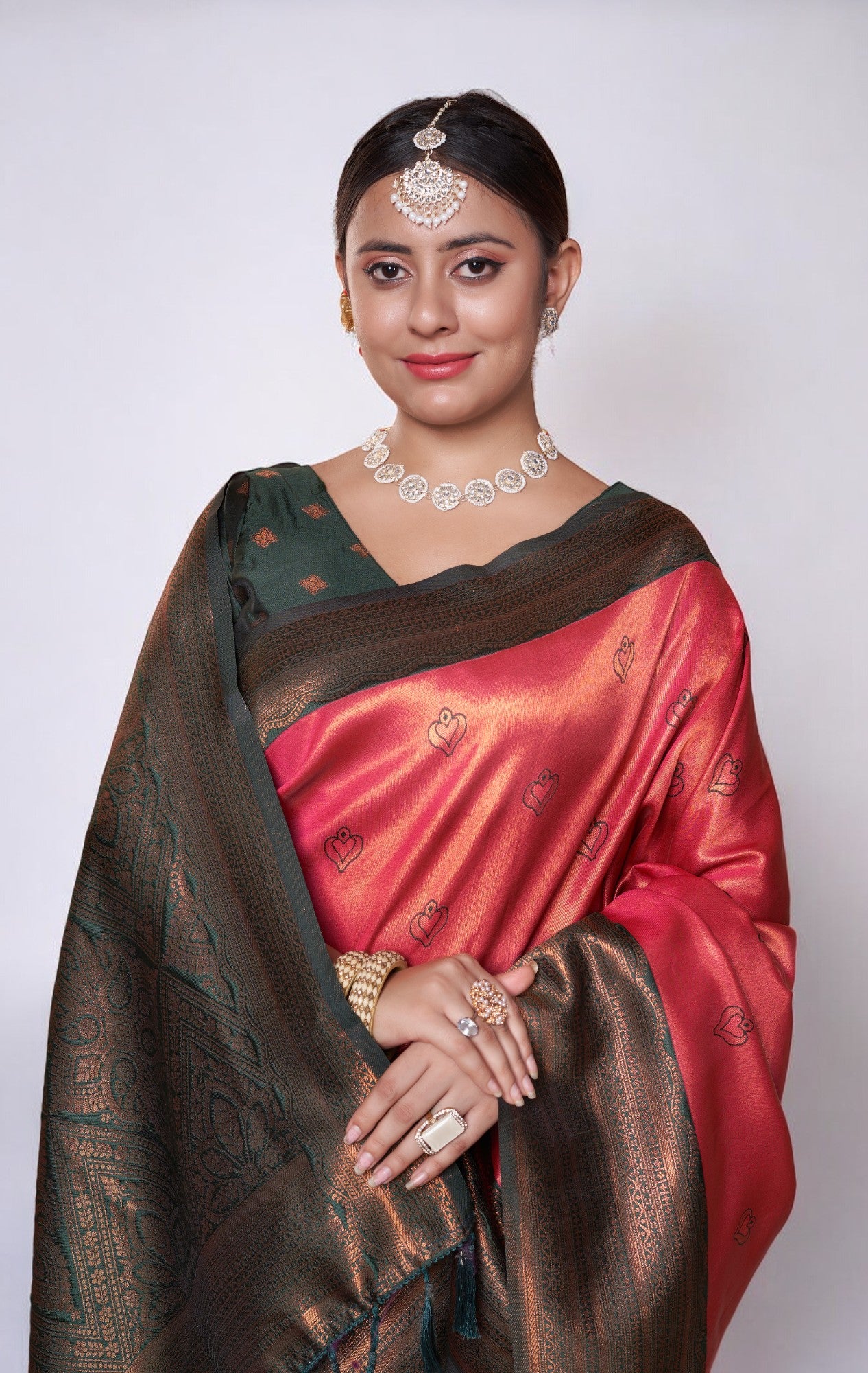 Crimson Red Kanjivaram Silk Saree With Zari Thread Artistry