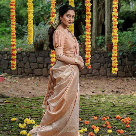 Cream Silk Saree With Jacquard Work