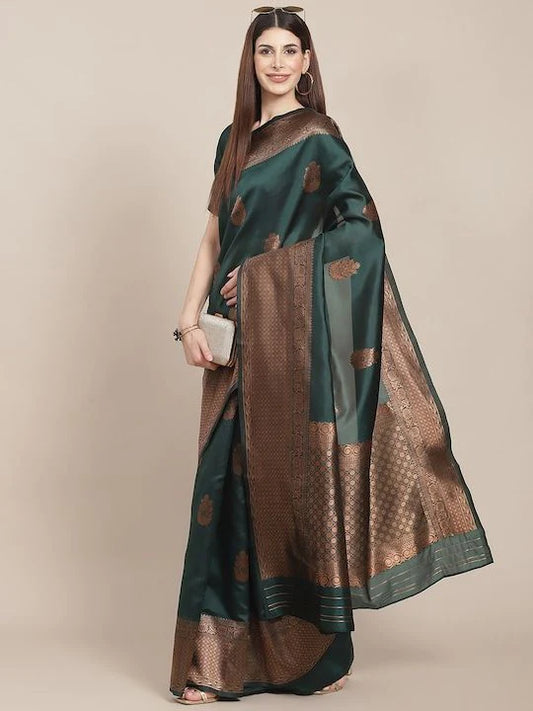 Dark Green Kanjivaram Silk Saree With Jacquard Work