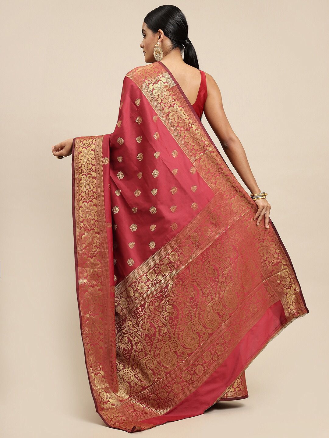 Maroon Silk Saree With Jacquard Work