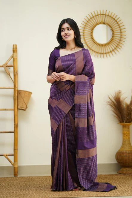 Purple Silk Saree With Jacquard Work