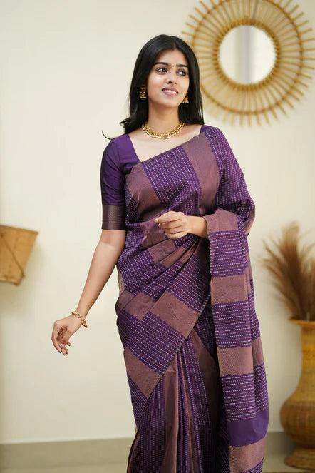 Purple Silk Saree With Jacquard Work