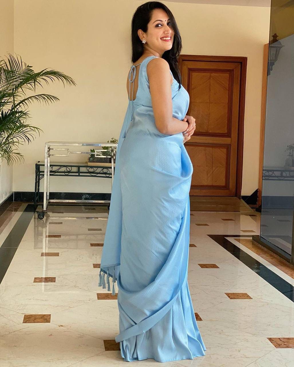 Sky Blue Silk Saree With Jacquard Work