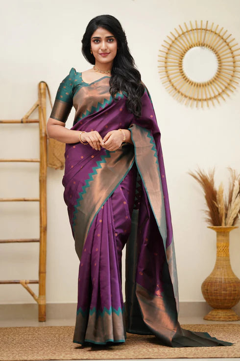 Wine Pink Silk Saree With Jacquard Work