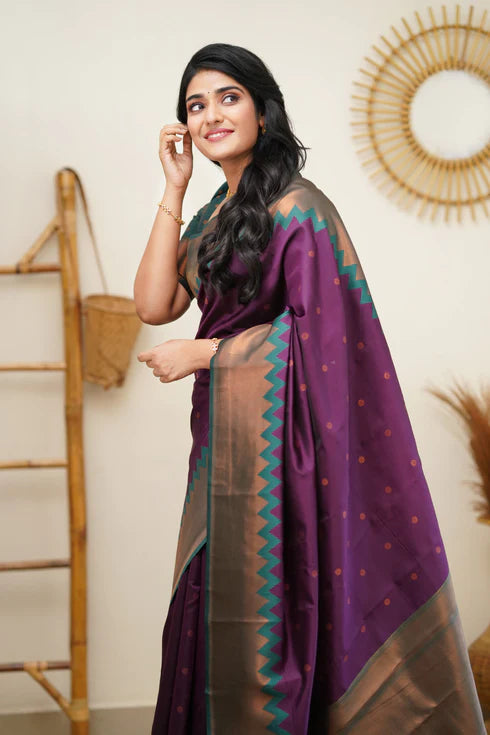 Wine Pink Silk Saree With Jacquard Work