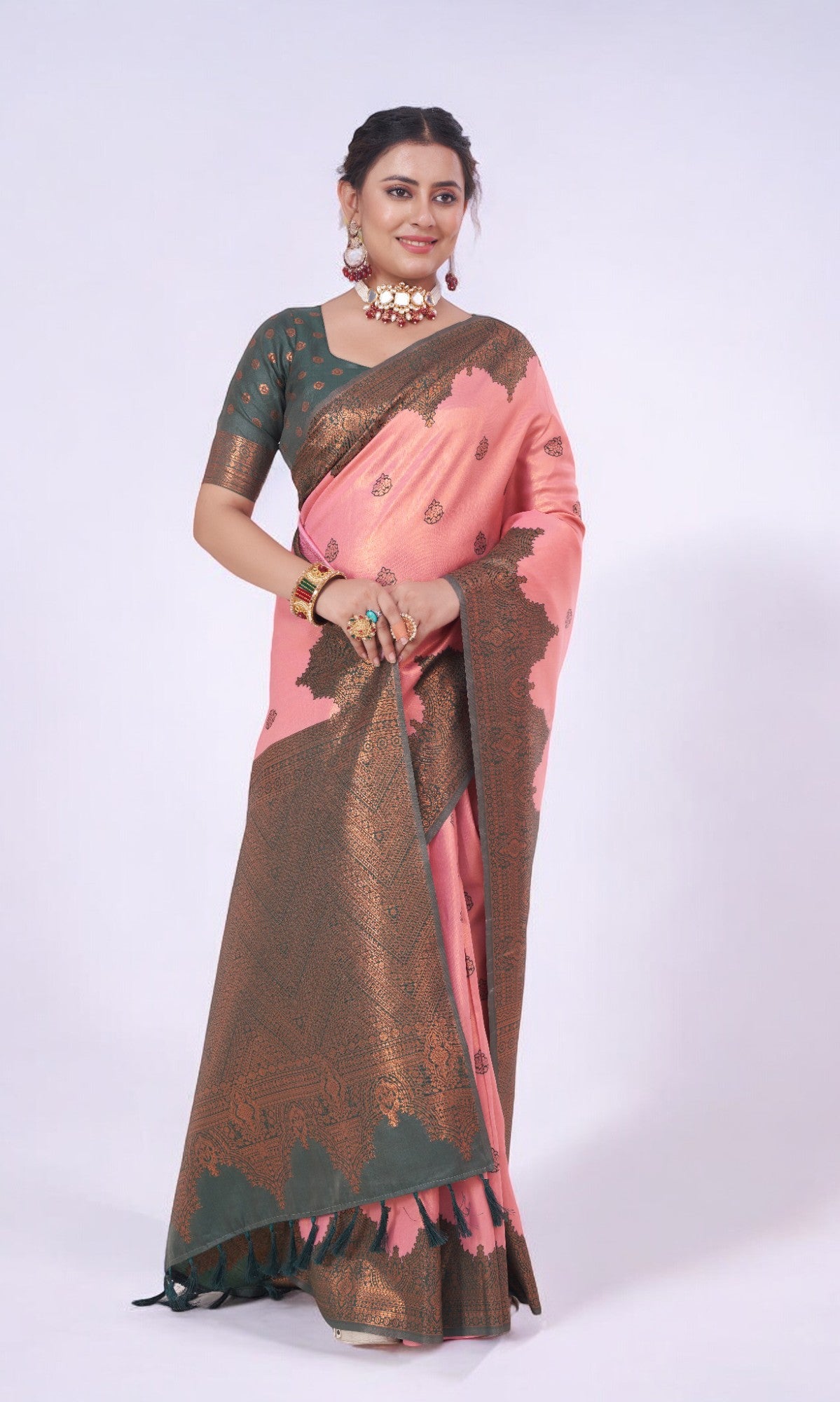 Pink Silk Saree With Jari Work