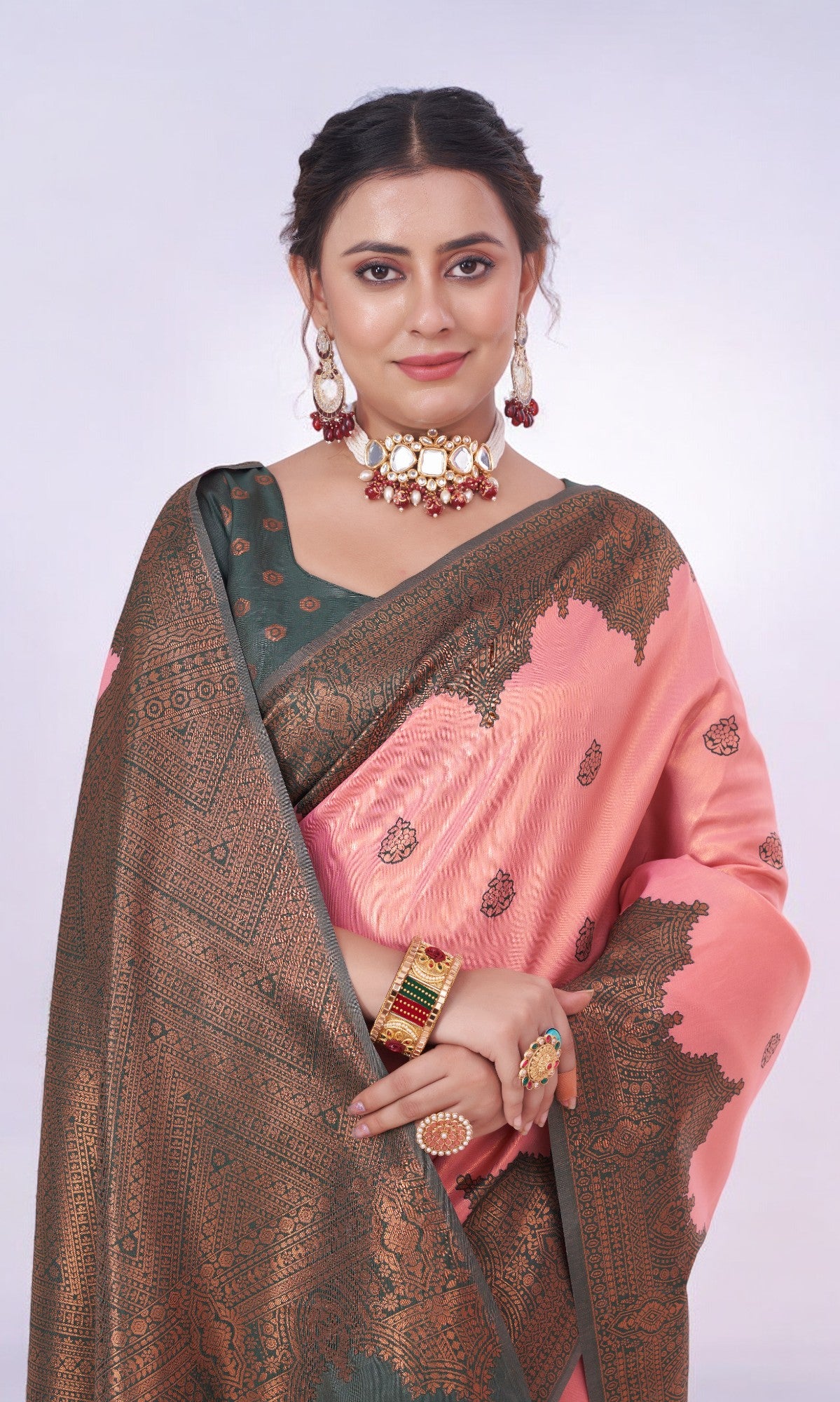 Pink Silk Saree With Jari Work