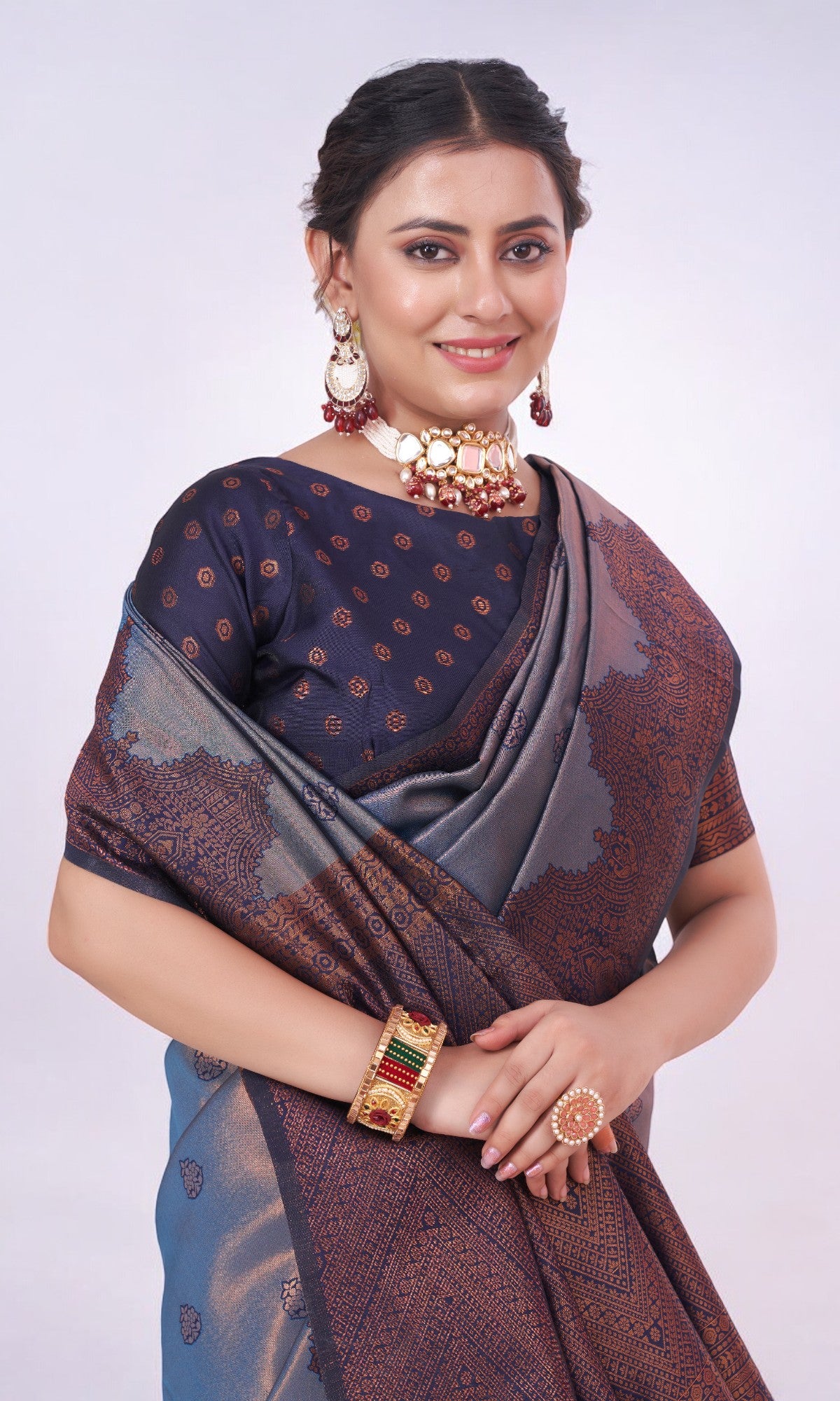 Aegean Blue Silk Saree With Jari Work