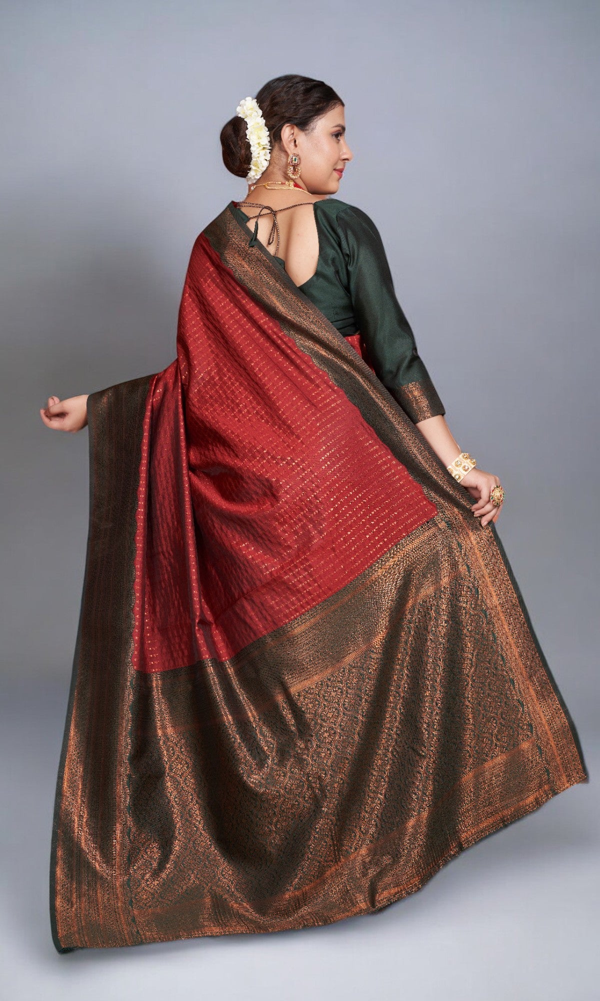 Maroon Silk Saree With Vibrant Jacquard Border